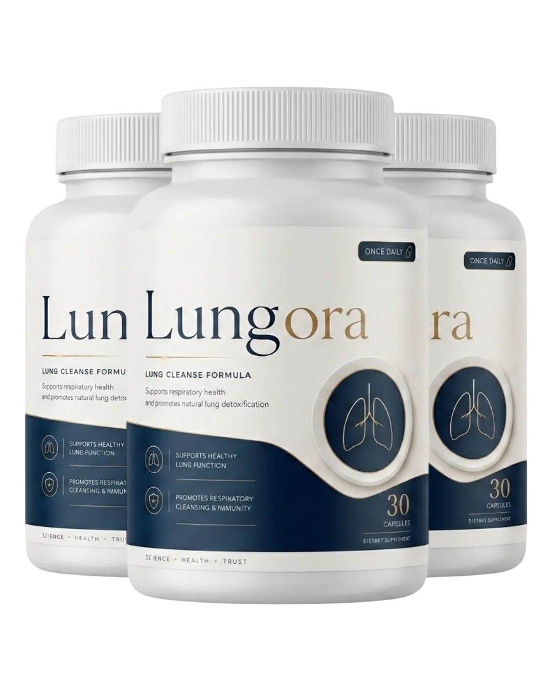 Lungora Lung Cleanse Formula three bottle package — 30 capsules per bottle